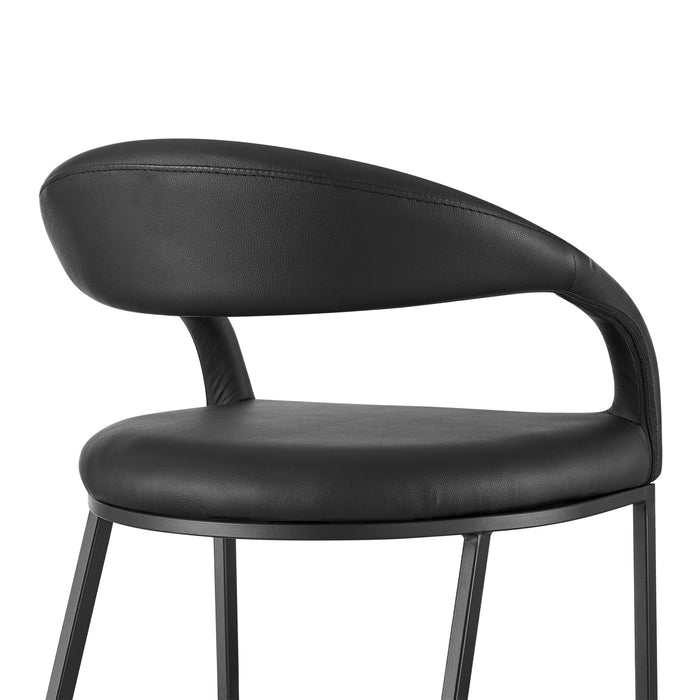 Ramona 30" Bar Stool with Matte Black Iron and Black Faux Leather