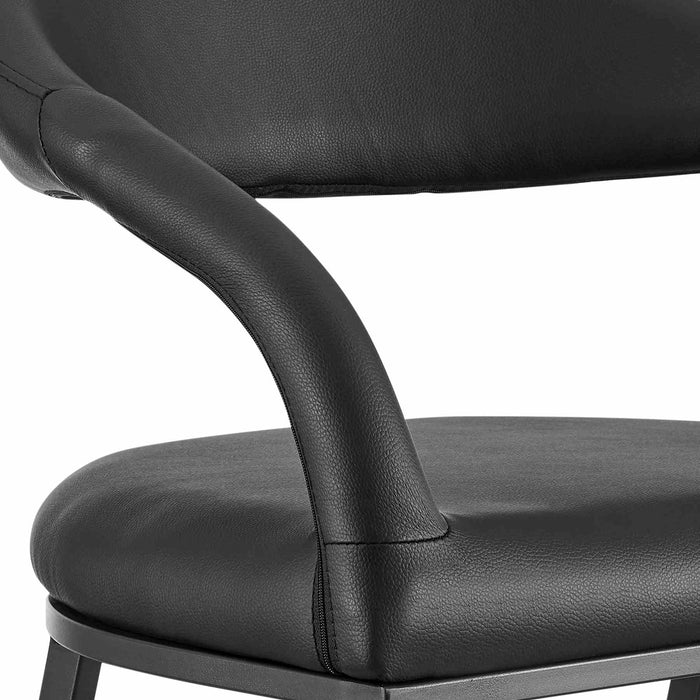 Ramona 30" Bar Stool with Matte Black Iron and Black Faux Leather