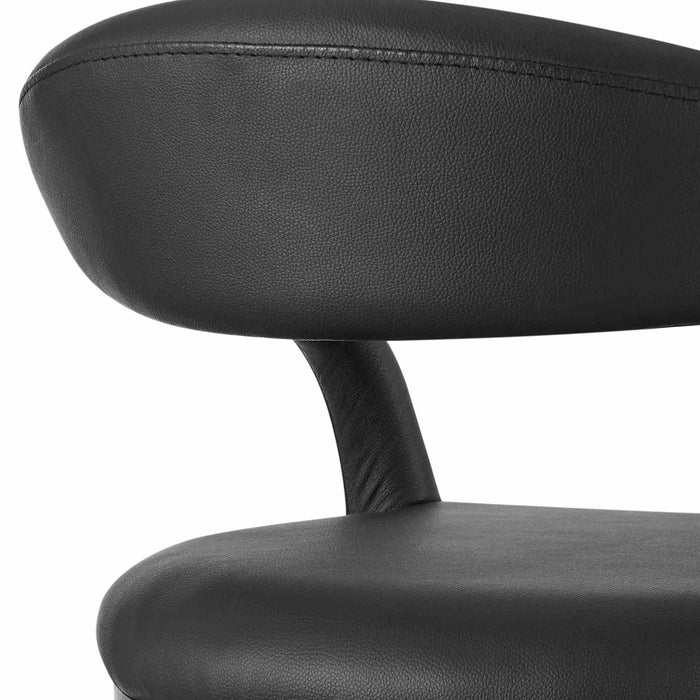 Ramona 30" Bar Stool with Matte Black Iron and Black Faux Leather
