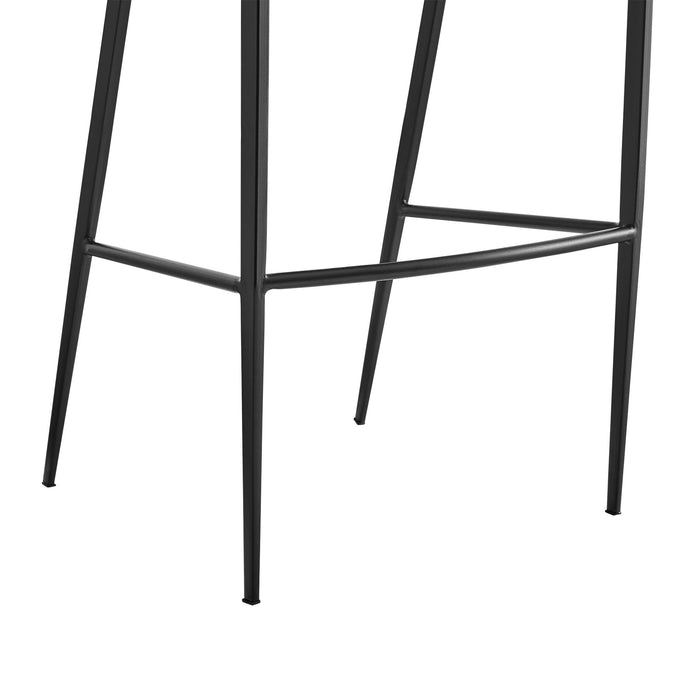 Ramona 30" Bar Stool with Matte Black Iron and Black Faux Leather