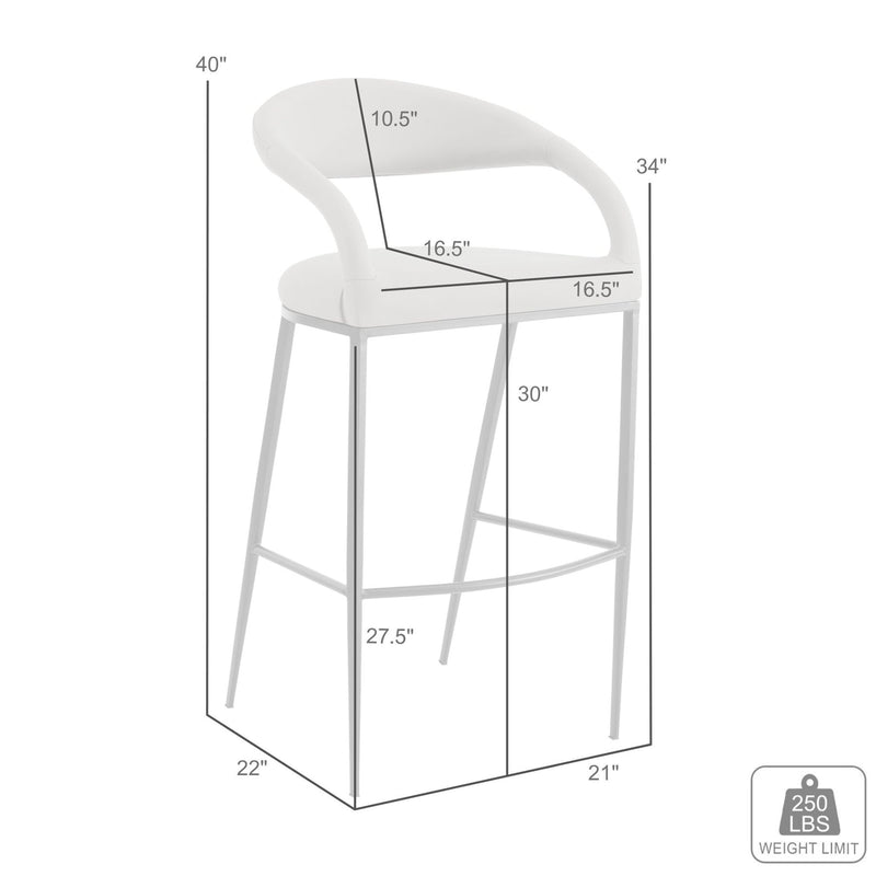 Ramona 30" Bar Stool with Matte Black Iron and Black Faux Leather - Furniture City (CA)l