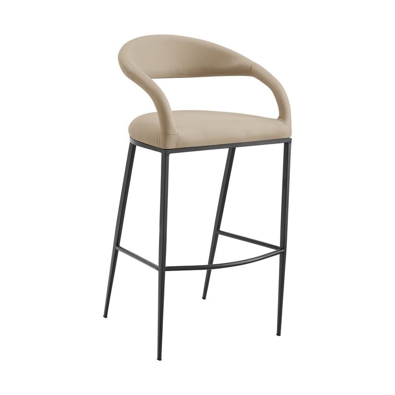 Ramona 26" Counter Stool with Matte Black Iron and Beige Faux Leather - Furniture City (CA)l