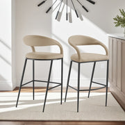 Ramona 26" Counter Stool with Matte Black Iron and Beige Faux Leather - Furniture City (CA)l