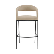 Ramona 26" Counter Stool with Matte Black Iron and Beige Faux Leather - Furniture City (CA)l