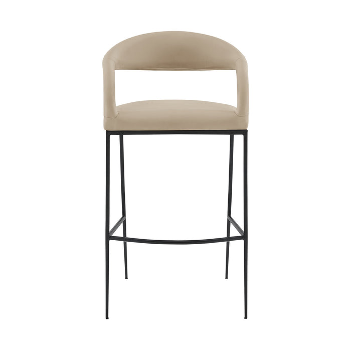 Ramona 26" Counter Stool with Matte Black Iron and Beige Faux Leather