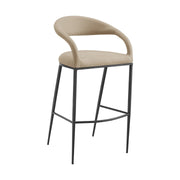 Ramona 30" Bar Stool with Matte Black Iron and Beige Faux Leather - Furniture City (CA)l