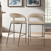 Ramona 30" Bar Stool with Matte Black Iron and Beige Faux Leather - Furniture City (CA)l