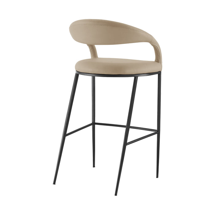 Ramona 30" Bar Stool with Matte Black Iron and Beige Faux Leather