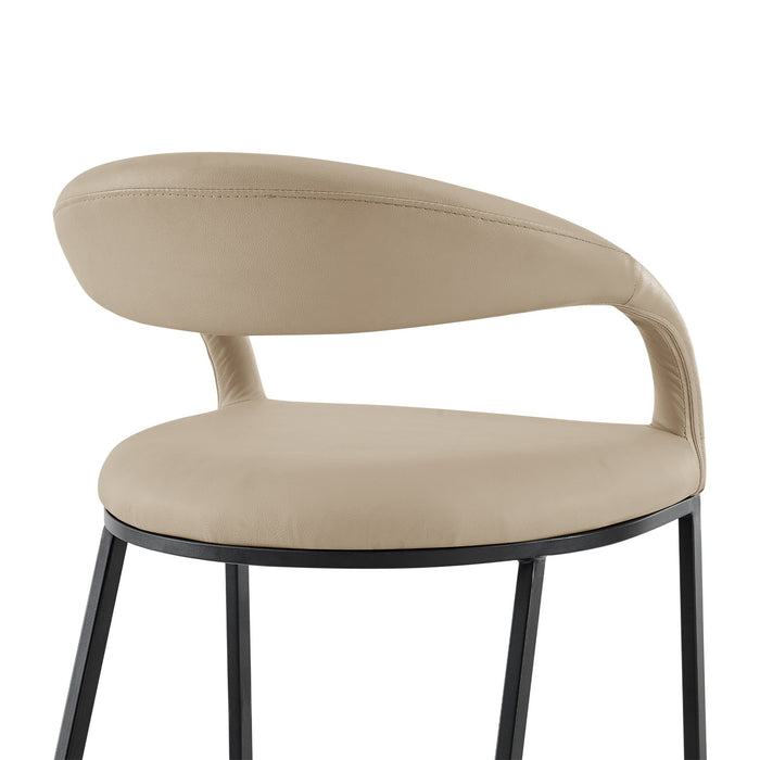 Ramona 30" Bar Stool with Matte Black Iron and Beige Faux Leather