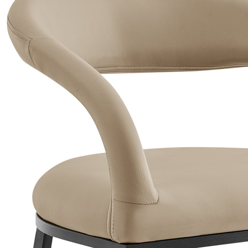 Ramona 30" Bar Stool with Matte Black Iron and Beige Faux Leather - Furniture City (CA)l