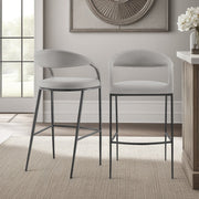 Ramona 26" Counter Stool with Matte Black Iron and Light Gray Leather - Furniture City (CA)l