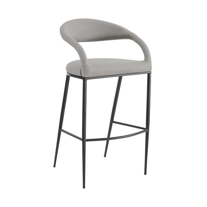 Ramona 26" Counter Stool with Matte Black Iron and Light Gray Leather