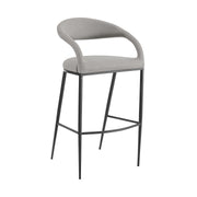 Ramona 30" Bar Stool with Matte Black Iron and Light Gray Leather - Furniture City (CA)l