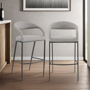 Ramona 30" Bar Stool with Matte Black Iron and Light Gray Leather - Furniture City (CA)l