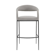 Ramona 30" Bar Stool with Matte Black Iron and Light Gray Leather - Furniture City (CA)l