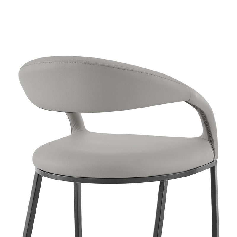 Ramona 30" Bar Stool with Matte Black Iron and Light Gray Leather - Furniture City (CA)l