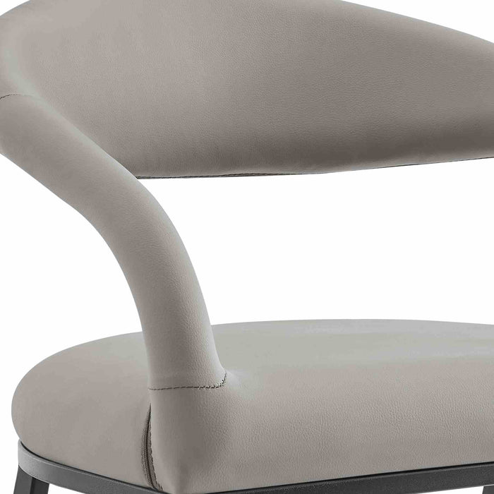 Ramona 30" Bar Stool with Matte Black Iron and Light Gray Leather