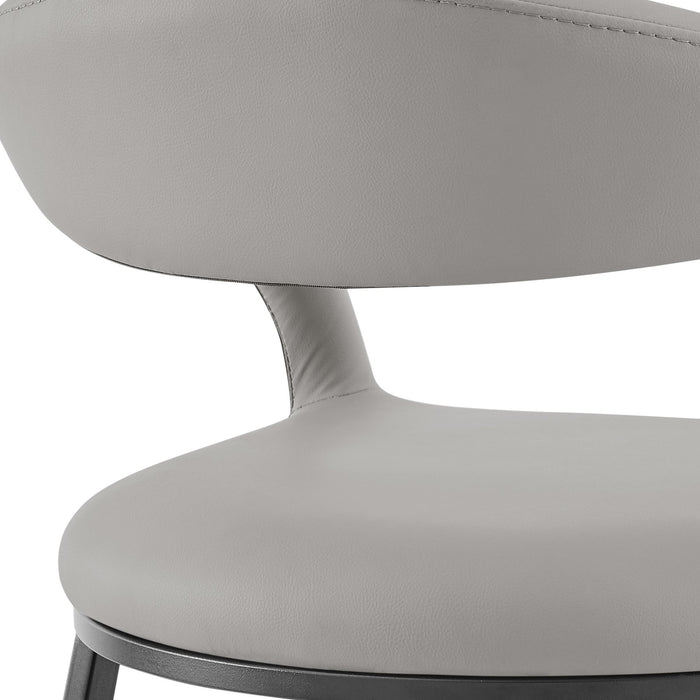 Ramona 30" Bar Stool with Matte Black Iron and Light Gray Leather