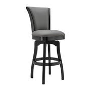 Raleigh 26" Counter Height Swivel Barstool in Black Finish and Gray Faux Leather - Furniture City (CA)l