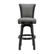 Raleigh 26" Counter Height Swivel Barstool in Black Finish and Gray Faux Leather - Furniture City (CA)l