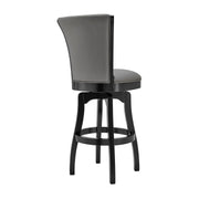 Raleigh 26" Counter Height Swivel Barstool in Black Finish and Gray Faux Leather - Furniture City (CA)l