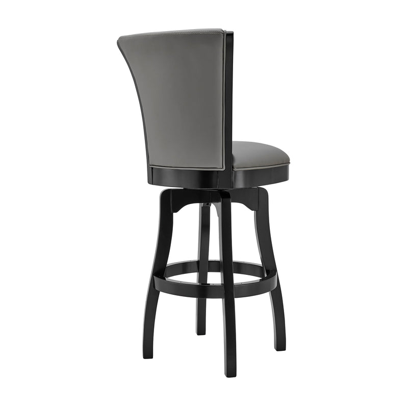 Raleigh 26" Counter Height Swivel Barstool in Black Finish and Gray Faux Leather - Furniture City (CA)l