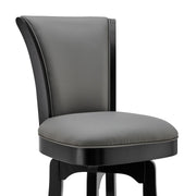Raleigh 30" Bar Height Swivel Barstool in Black Finish and Gray Faux Leather - Furniture City (CA)l