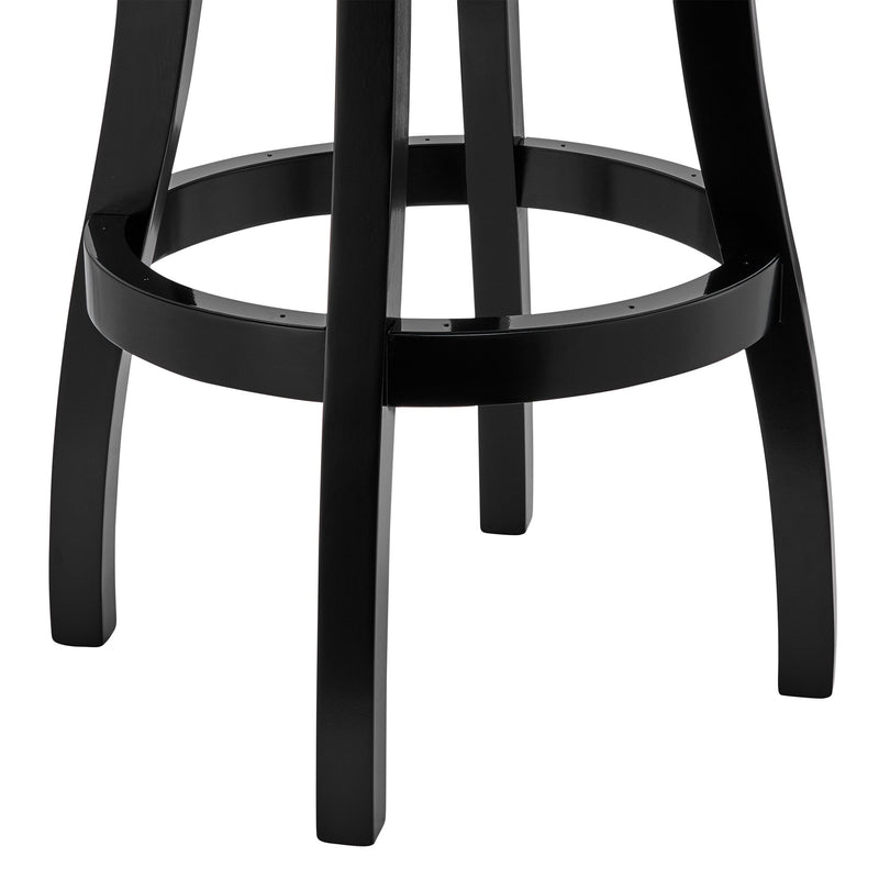 Raleigh 30" Bar Height Swivel Barstool in Black Finish and Gray Faux Leather - Furniture City (CA)l