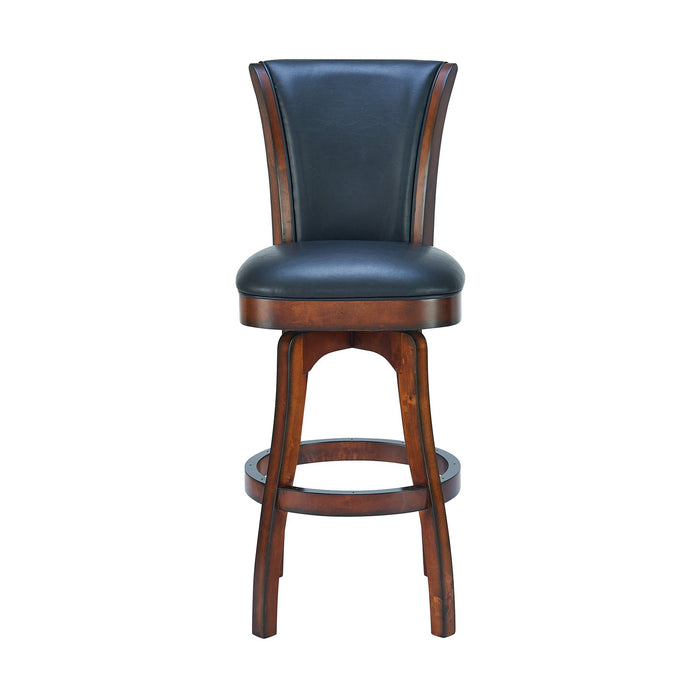 Raleigh 26" Counter Height Swivel Barstool in Rustic Cordovan Finish and Brown Bonded Leather