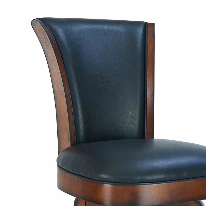 Raleigh 26" Counter Height Swivel Barstool in Rustic Cordovan Finish and Brown Bonded Leather