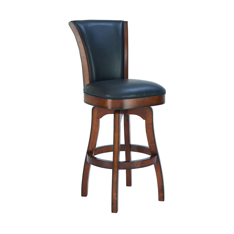 Raleigh 30" Bar Height Swivel Barstool in Rustic Cordovan Finish and Brown Bonded Leather - Furniture City (CA)l
