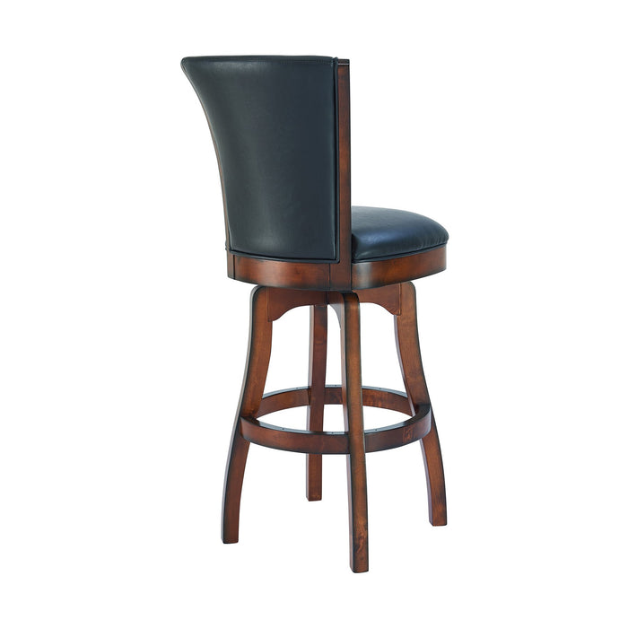 Raleigh 30" Bar Height Swivel Barstool in Rustic Cordovan Finish and Brown Bonded Leather