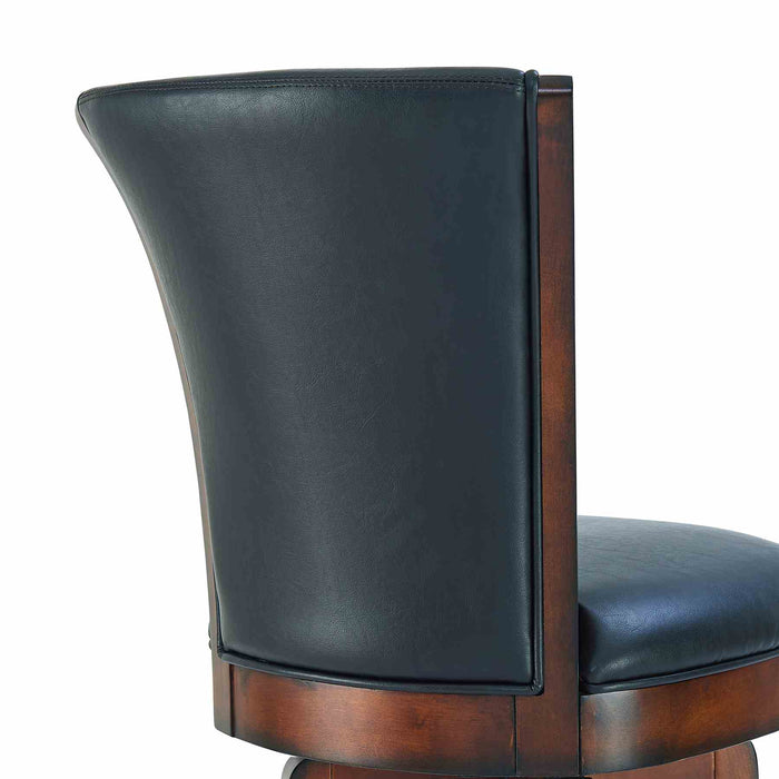 Raleigh 30" Bar Height Swivel Barstool in Rustic Cordovan Finish and Brown Bonded Leather