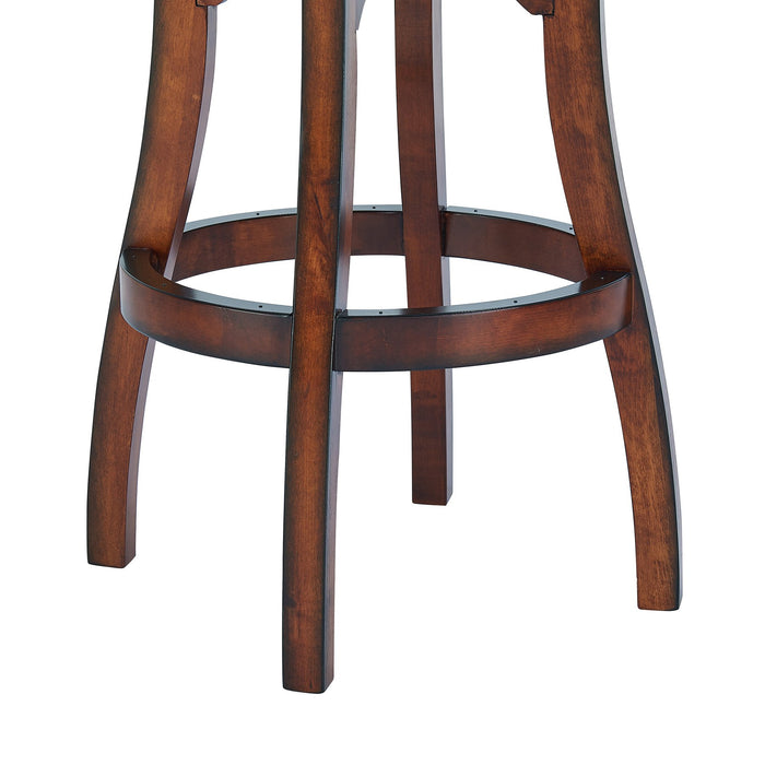 Raleigh 30" Bar Height Swivel Barstool in Rustic Cordovan Finish and Brown Bonded Leather