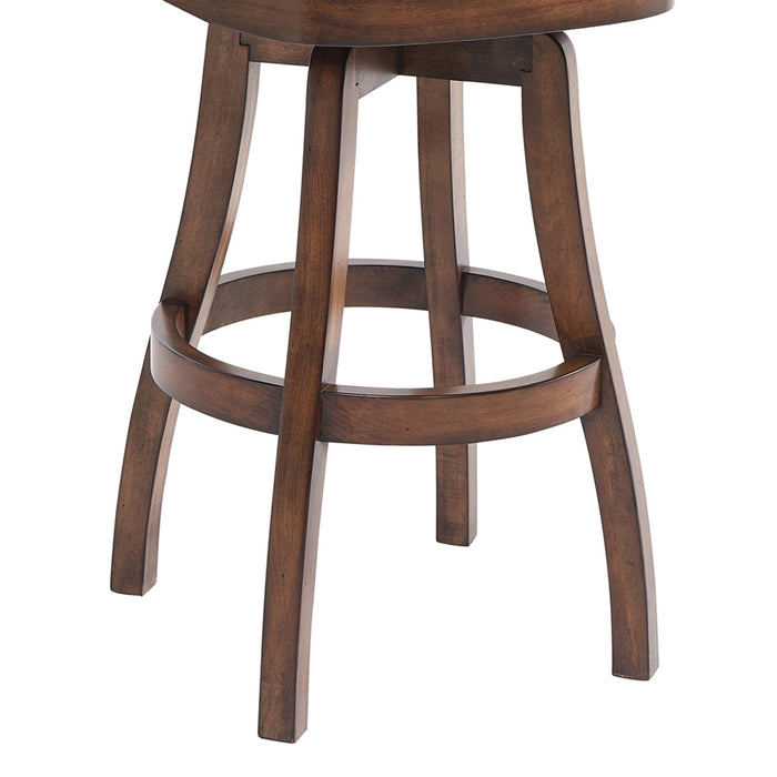 Raleigh 26" Counter Height Swivel Wood Barstool in Chestnut Finish and Kahlua Faux Leather
