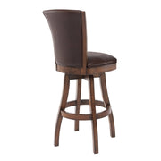 Raleigh 30" Bar Height Swivel Wood Barstool in Chestnut Finish and Kahlua Faux Leather - Furniture City (CA)l