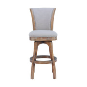 Raleigh 26" Counter Height Swivel Barstool in Distressed Oak Finish and Putty Ivory Linen - Furniture City (CA)l