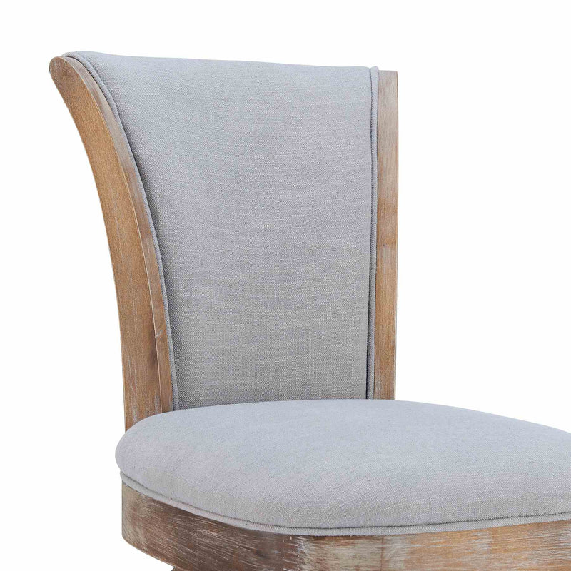 Raleigh 26" Counter Height Swivel Barstool in Distressed Oak Finish and Putty Ivory Linen - Furniture City (CA)l