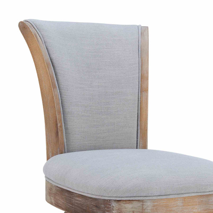 Raleigh 26" Counter Height Swivel Barstool in Distressed Oak Finish and Putty Ivory Linen