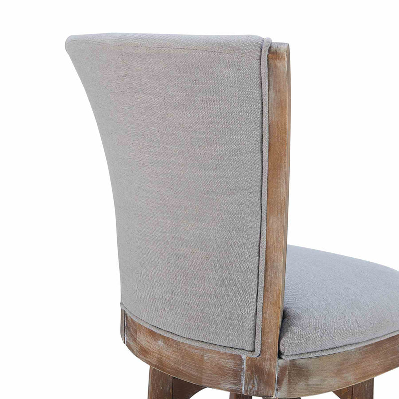Raleigh 26" Counter Height Swivel Barstool in Distressed Oak Finish and Putty Ivory Linen - Furniture City (CA)l