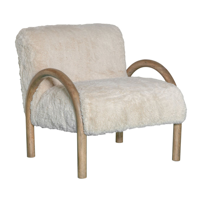 Rae Accent Chair Alpine Fluff Fabric with Honey Finish