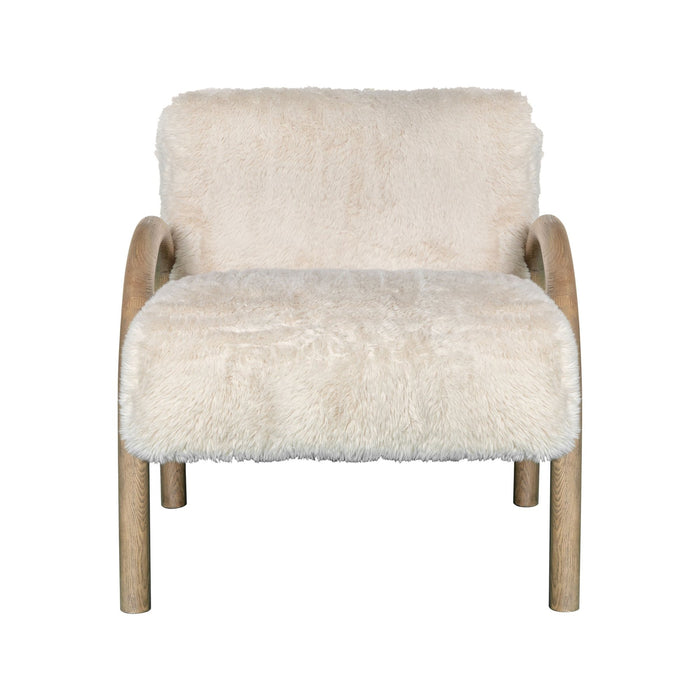 Rae Accent Chair Alpine Fluff Fabric with Honey Finish