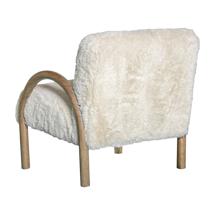 Rae Accent Chair Alpine Fluff Fabric with Honey Finish