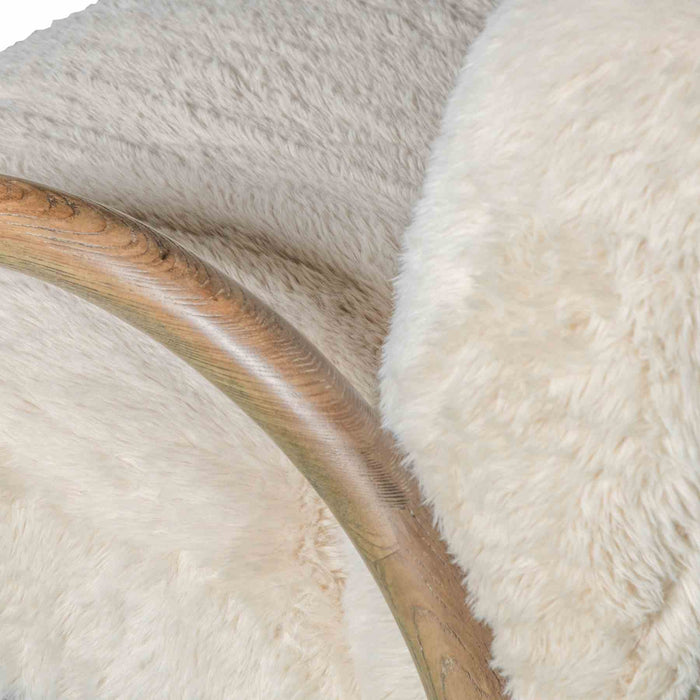 Rae Accent Chair Alpine Fluff Fabric with Honey Finish