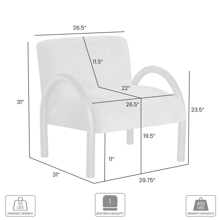 Rae Accent Chair Alpine Fluff Fabric with Honey Finish