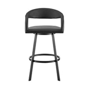 Ramona 30" Swivel Bar Stool with Matte Black Iron and Black Faux Leather - Furniture City (CA)l