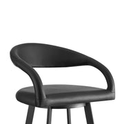Ramona 30" Swivel Bar Stool with Matte Black Iron and Black Faux Leather - Furniture City (CA)l
