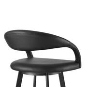 Ramona 30" Swivel Bar Stool with Matte Black Iron and Black Faux Leather - Furniture City (CA)l