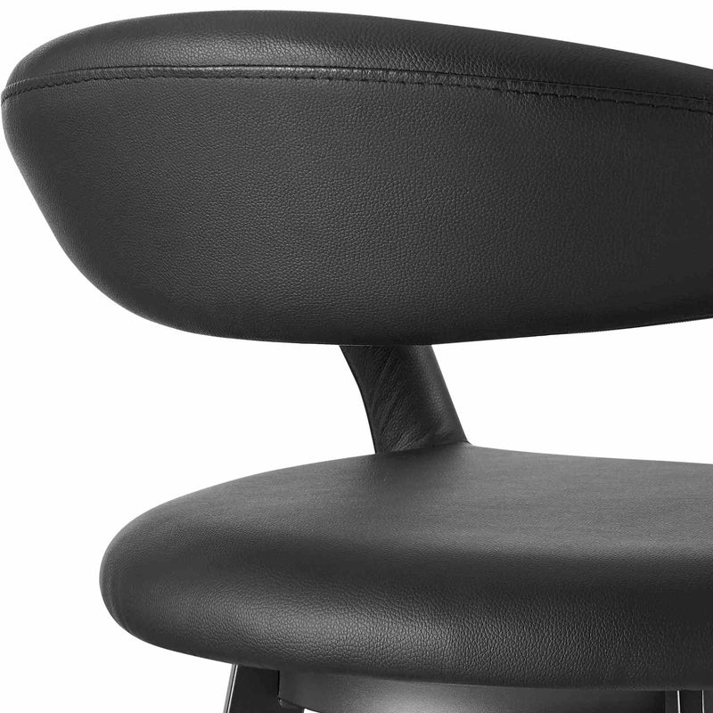 Ramona 30" Swivel Bar Stool with Matte Black Iron and Black Faux Leather - Furniture City (CA)l