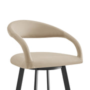Ramona 26" Swivel Counter Stool with Matte Black Iron and Beige Faux Leather - Furniture City (CA)l